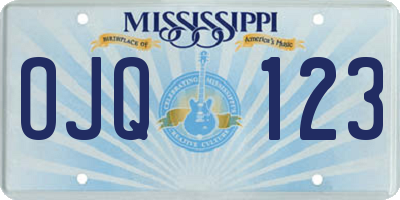 MS license plate OJQ123