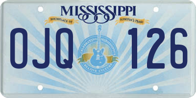 MS license plate OJQ126