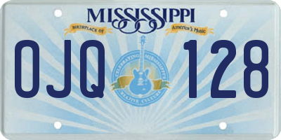 MS license plate OJQ128