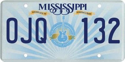 MS license plate OJQ132