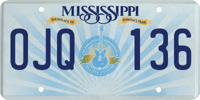 MS license plate OJQ136