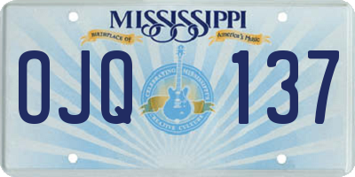 MS license plate OJQ137