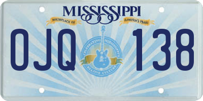 MS license plate OJQ138