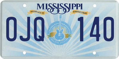 MS license plate OJQ140