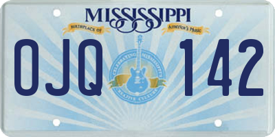 MS license plate OJQ142
