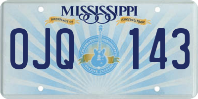 MS license plate OJQ143