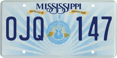 MS license plate OJQ147