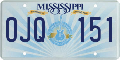 MS license plate OJQ151