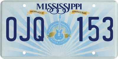 MS license plate OJQ153