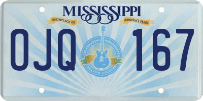 MS license plate OJQ167