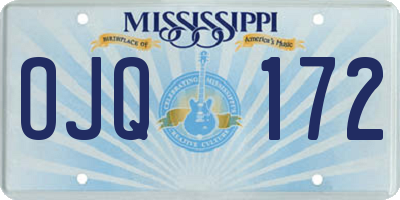 MS license plate OJQ172