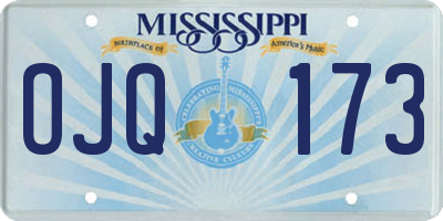 MS license plate OJQ173