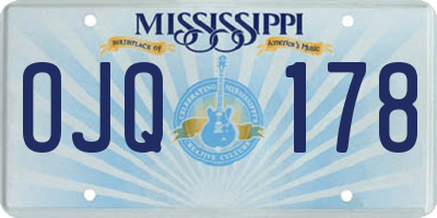 MS license plate OJQ178