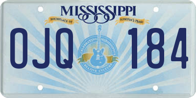 MS license plate OJQ184