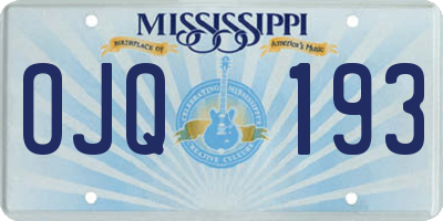 MS license plate OJQ193