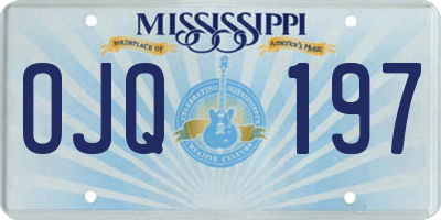 MS license plate OJQ197