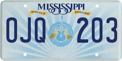 MS license plate OJQ203