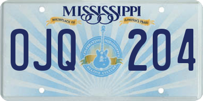 MS license plate OJQ204