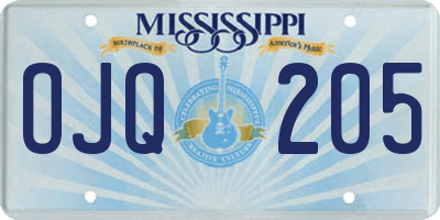 MS license plate OJQ205