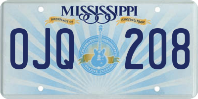 MS license plate OJQ208
