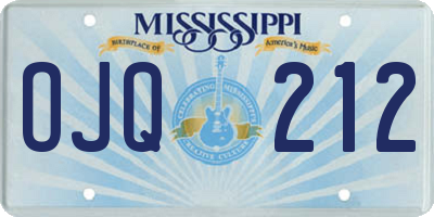 MS license plate OJQ212