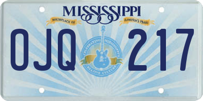 MS license plate OJQ217