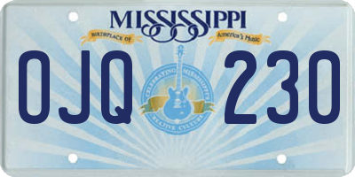 MS license plate OJQ230