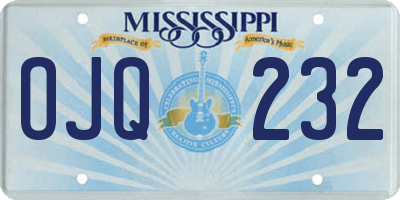 MS license plate OJQ232