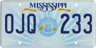 MS license plate OJQ233