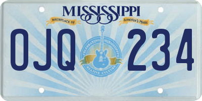 MS license plate OJQ234
