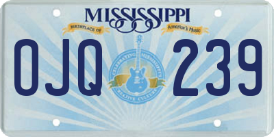 MS license plate OJQ239