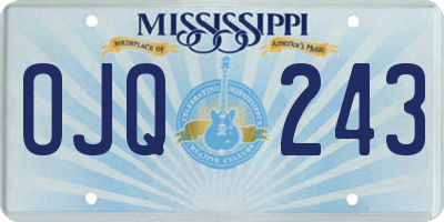 MS license plate OJQ243