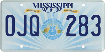 MS license plate OJQ283