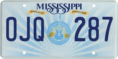 MS license plate OJQ287