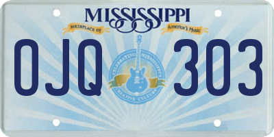 MS license plate OJQ303