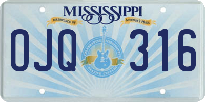 MS license plate OJQ316