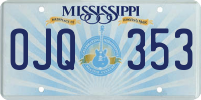 MS license plate OJQ353