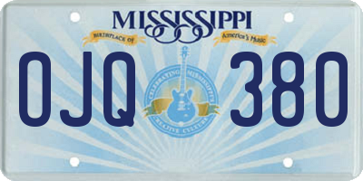 MS license plate OJQ380
