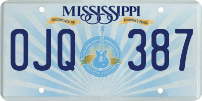 MS license plate OJQ387