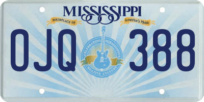 MS license plate OJQ388