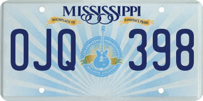 MS license plate OJQ398