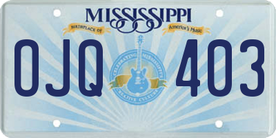 MS license plate OJQ403