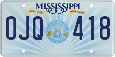 MS license plate OJQ418