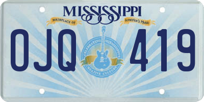 MS license plate OJQ419