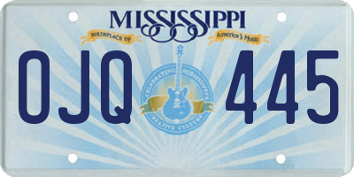 MS license plate OJQ445