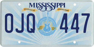 MS license plate OJQ447