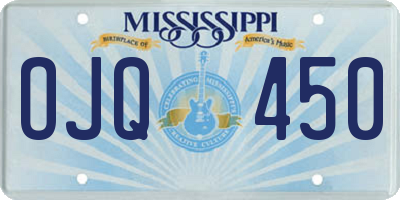 MS license plate OJQ450