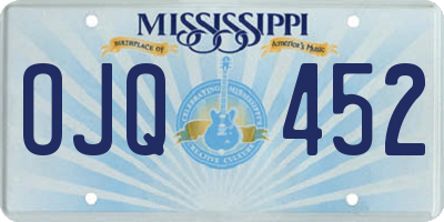 MS license plate OJQ452
