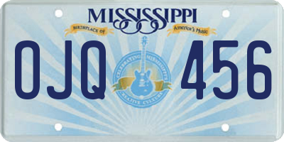 MS license plate OJQ456