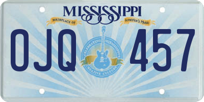 MS license plate OJQ457